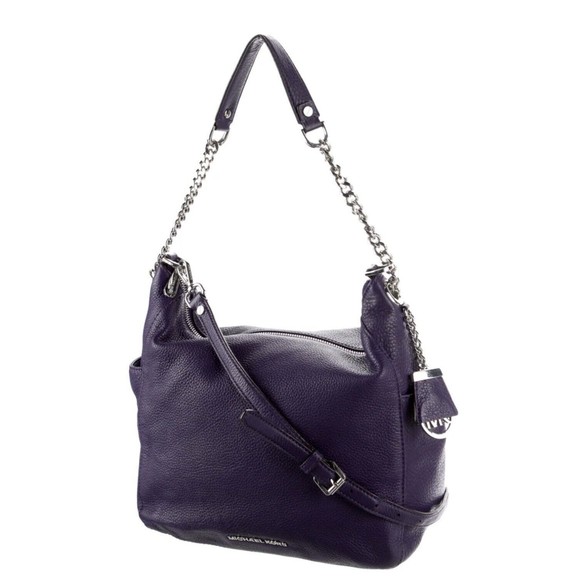 MICHAEL MICHAEL KORS Chain-Link Purple Leather, Silver Tone Hardware HOBO EUC - Picture 9 of 13